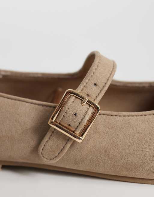 New Look – Mary-Jane-Ballerinas aus Wildlederimitat in Hellbraun, 3 von 4