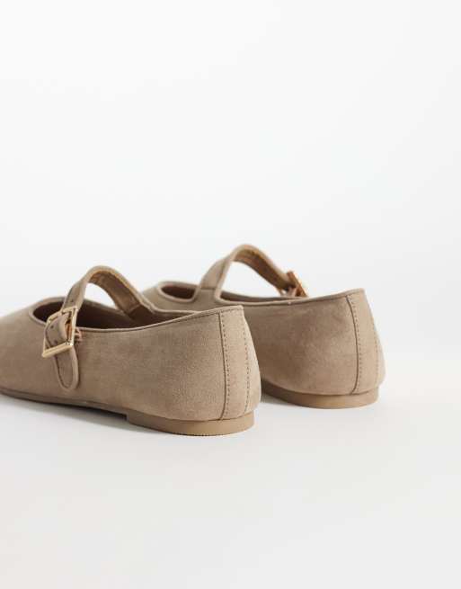 New Look – Mary-Jane-Ballerinas aus Wildlederimitat in Hellbraun, 4 von 4