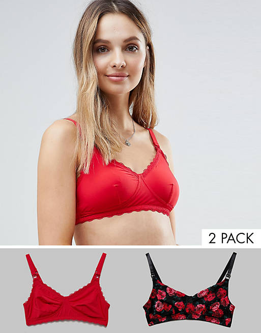 New Look Maternity 2 Pack Embroidered Lace & Micro Nursing Bras