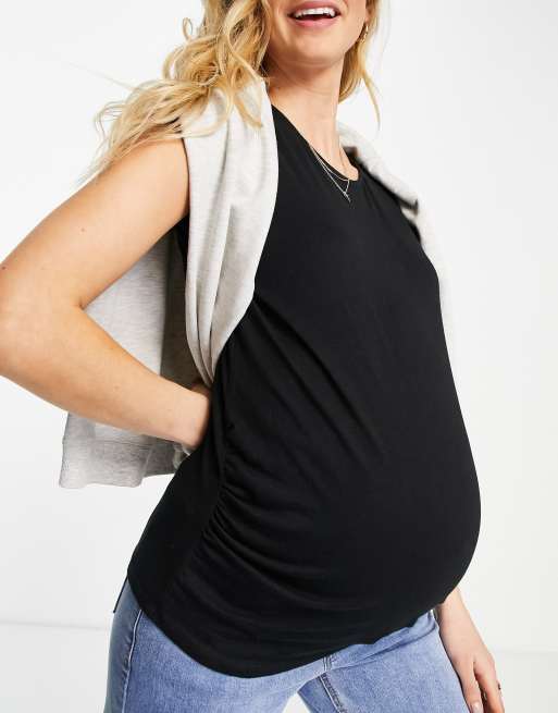 ASOS DESIGN Maternity nursing 2 pack t-shirt in black and white