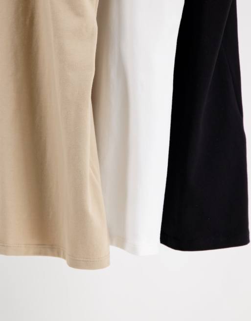 New Look Maternity 3 pack nursing vest in black white and beige ASOS