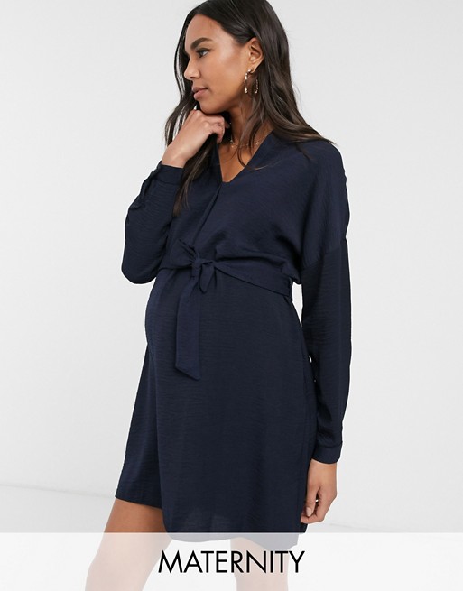 New Look Maternity belted tunic in blue