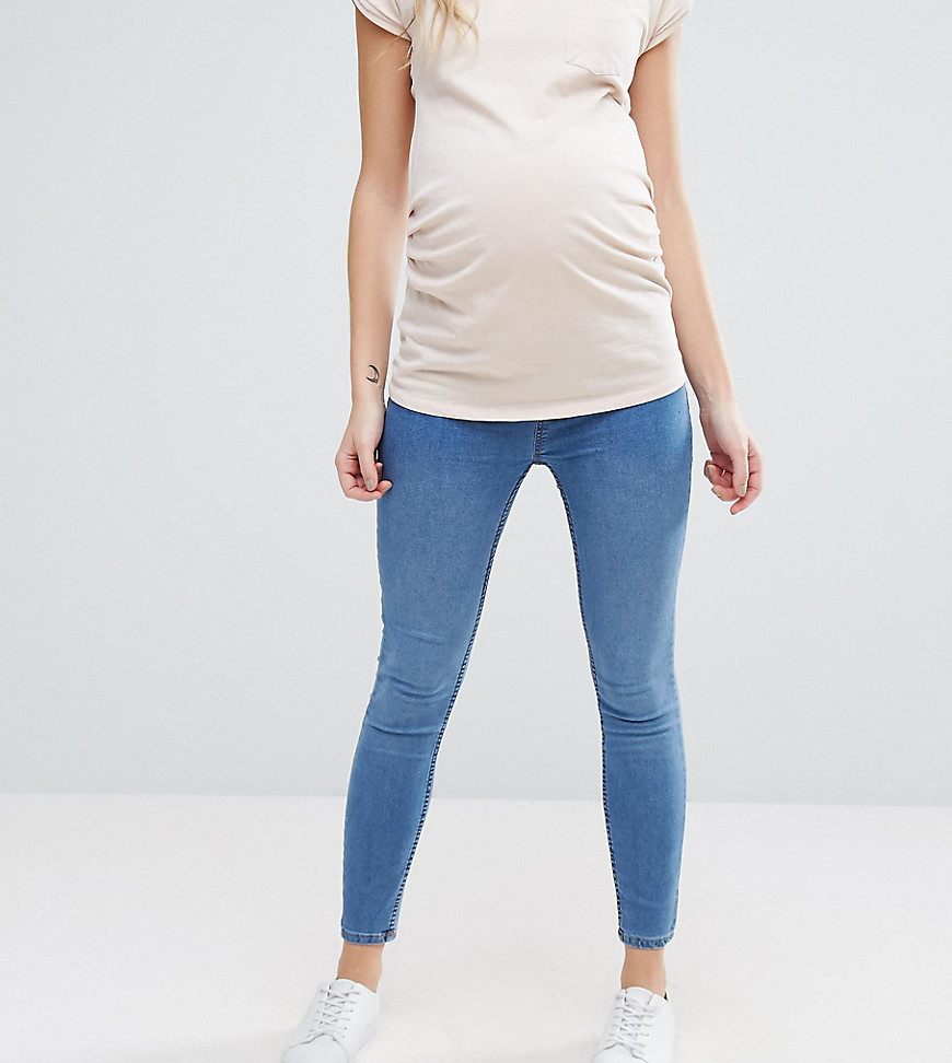 New Look Maternity – Blå jeggings med midja under magen
