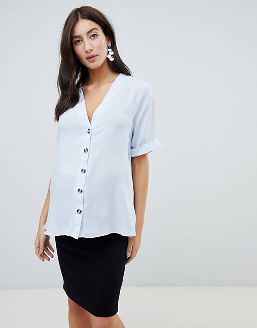 New Look Maternity boxy shirt in blue