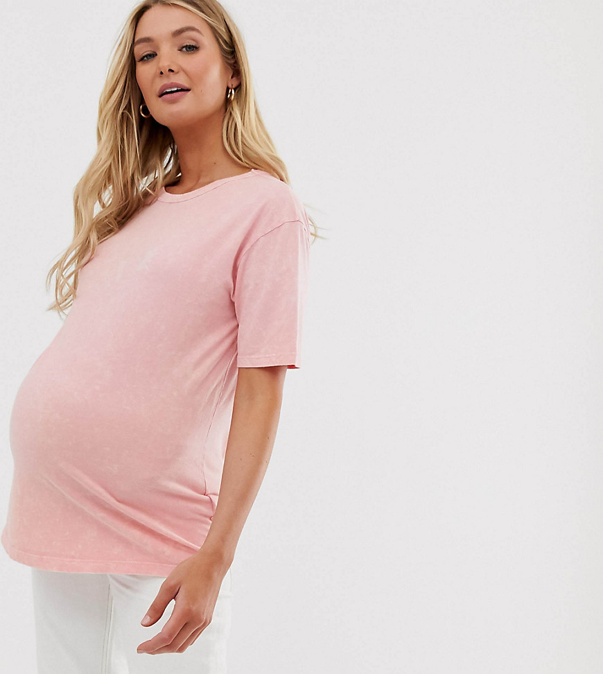 New Look Maternity - Boyfriend T-shirt in acid roze-Grijs