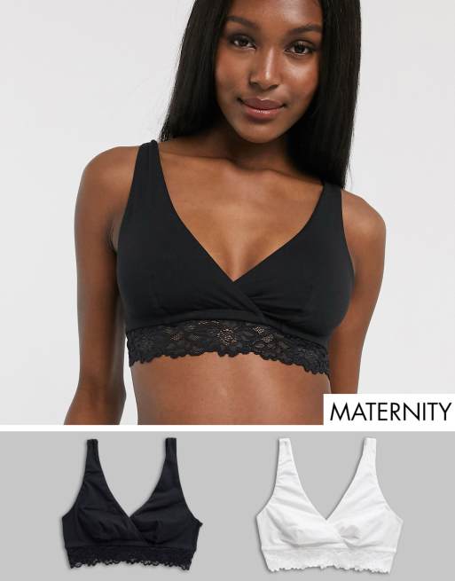 New Look Maternity - Brassière bordée de dentelle - Noir