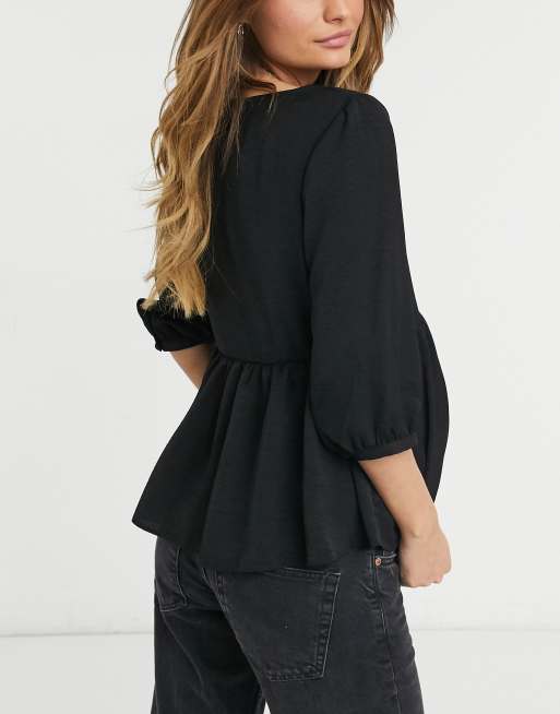 Blouse De Grossesse Motherhood Noir Taille L - Occasion Très Bon état, Boutonnage Devant