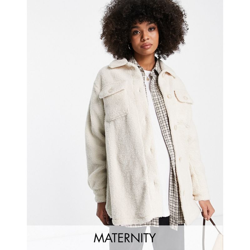 Cappotti e Giacche Donna New Look Maternity - Camicia giacca in pile borg color crema