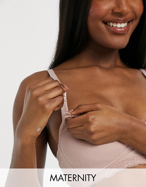 New Look Maternity cotton padded bralet in pale pink