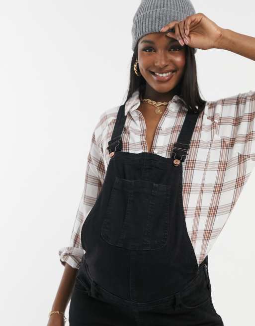 New look outlet black dungarees