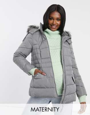 new look grey hooded puffer jacket