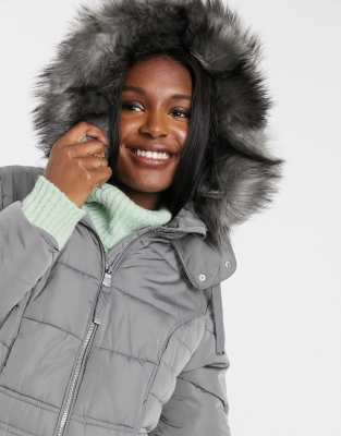 oasis long fur hood puffer coat