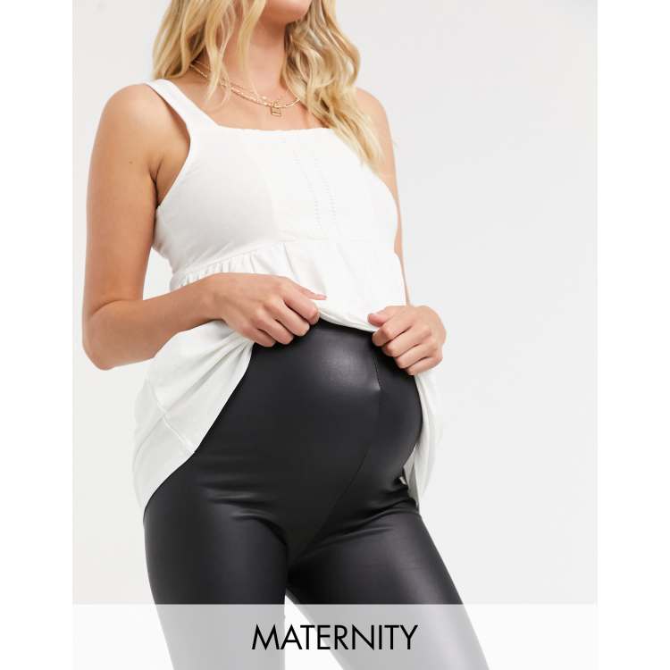 New Look Maternity faux leather wet look legging in black