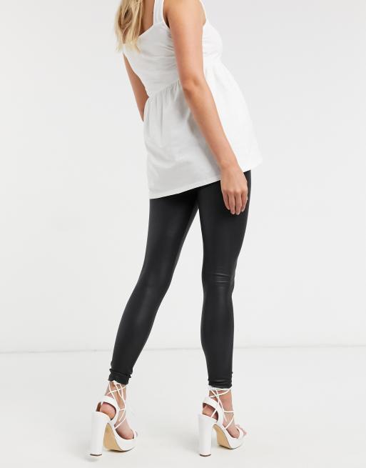 Black Leather Look Maternity Leggings, Mamalicious