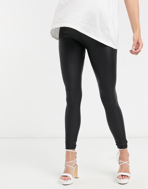 New Look Maternity faux leather wet look legging in black