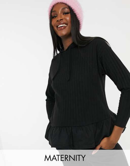 New Look Maternity - Gebreide hoodie met katoenen zoom in ...