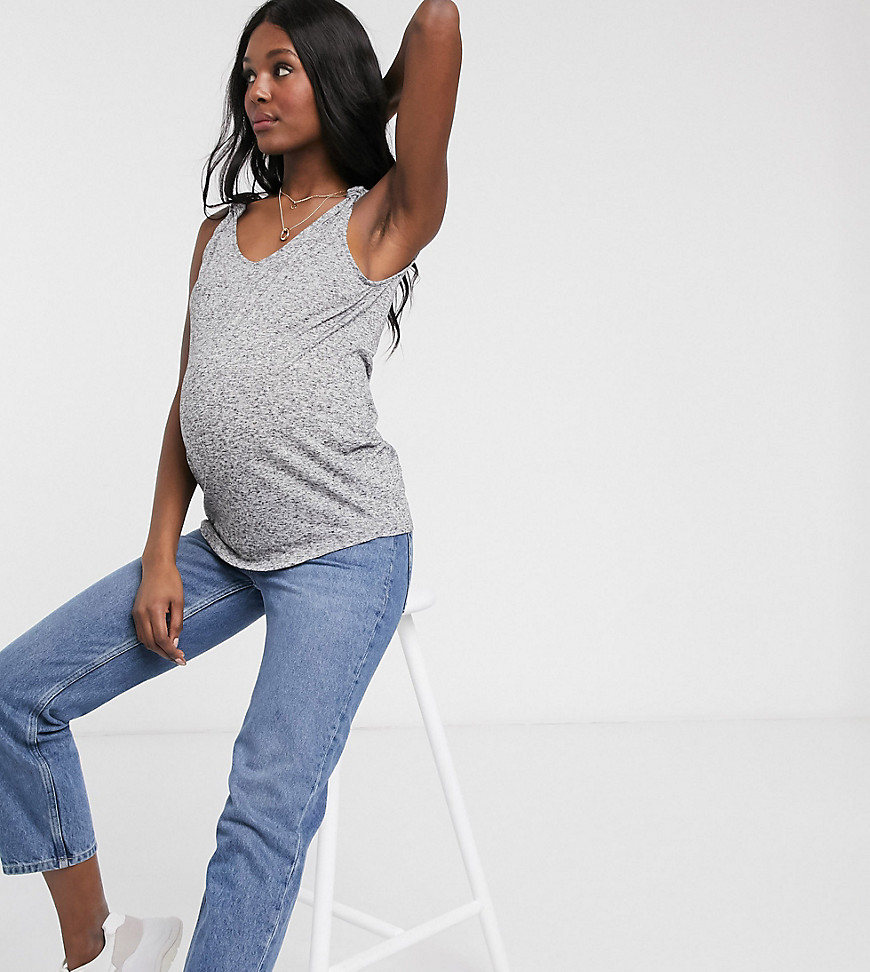 New Look Maternity – Grått linne med knutdetalj