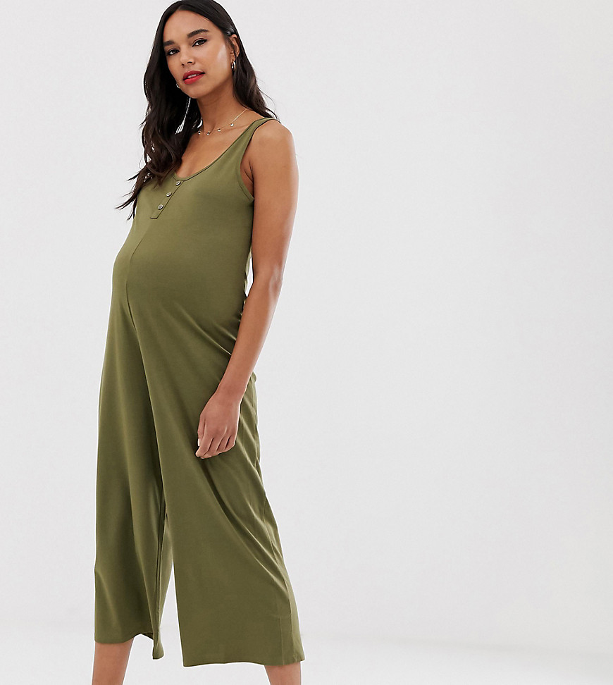 New Look Maternity – Grön ärmlös jumpsuit i jersey