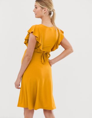 new look yellow wrap dress