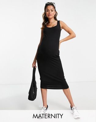 New Look Maternity jersey bodycon midi dress in black