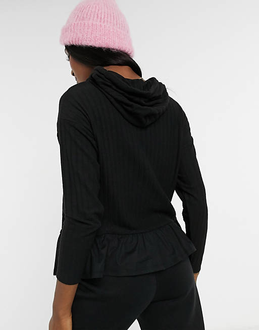  New Look Maternity knitted hoodie with cotton hem in black 