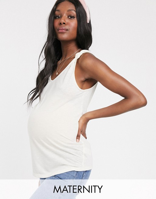 New Look Maternity knot detail vest in white