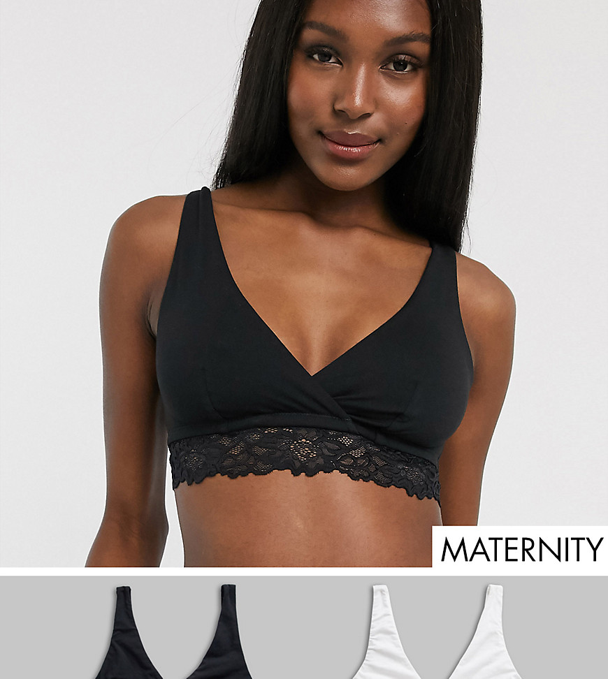 new look maternity lace trim bralette in black