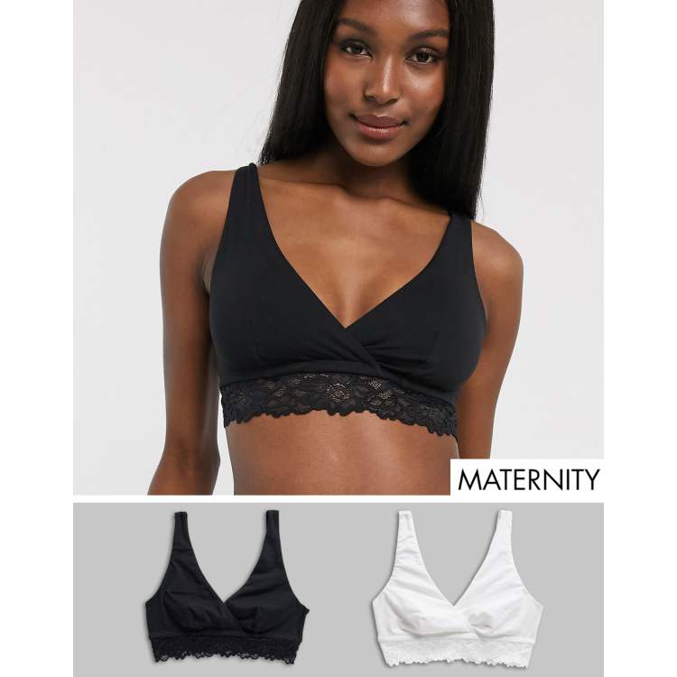 New Look Maternity lace trim bralette in black | ASOS