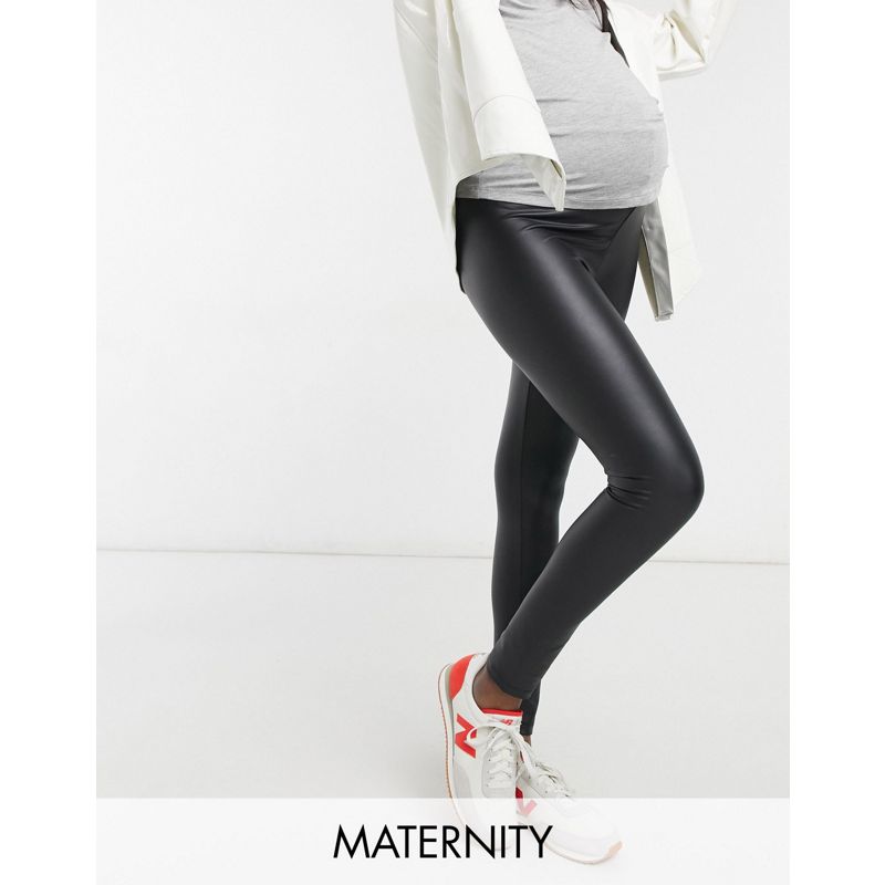 Leggings Pantaloni e leggings New Look Maternity - Leggings neri in pelle sintetica