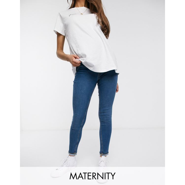 New Look Maternity lift and shape overbump jegging in mid blue