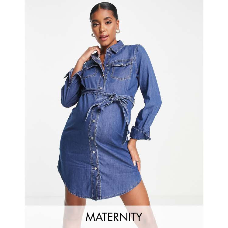 Women's long sleeve on sale denim shirt dress