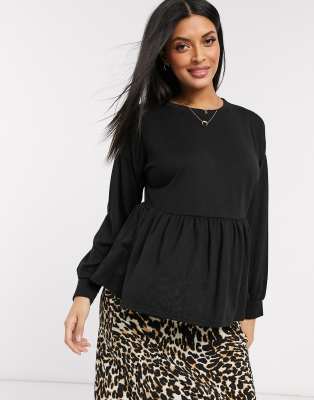 black peplum tee