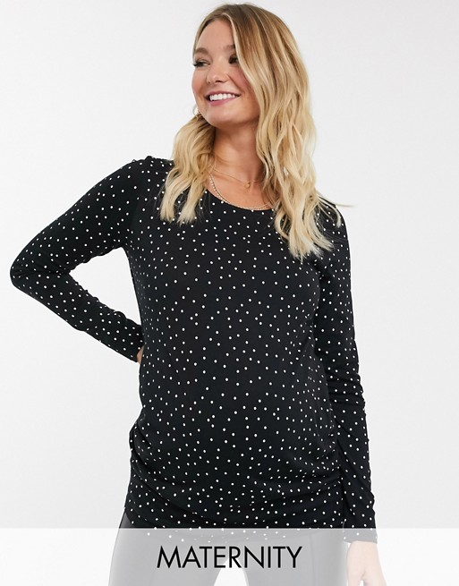New Look Maternity long sleeve t-shirt in black spot