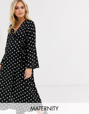 new look black and white spot dress