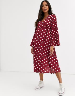 new look red polka dot dress