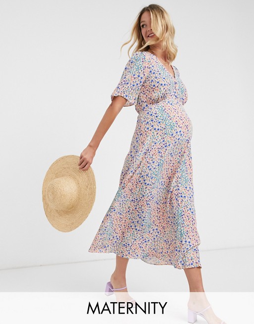 New Look Maternity midi tea dress in ditsy floral print