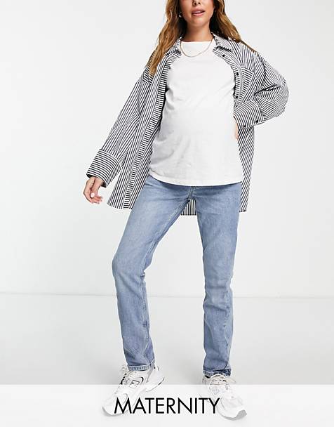 H&M Umstandsjeans DAMEN Jeans Umstandsjeans Basisch Rabatt 75 % Weiß M 