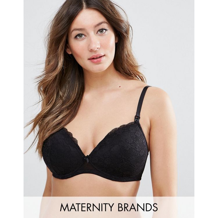 ASOS DESIGN Maternity Miley molded & lace bra in beige