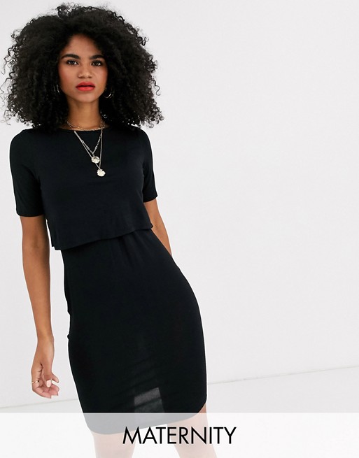 New Look Maternity nursing double layer dress in black
