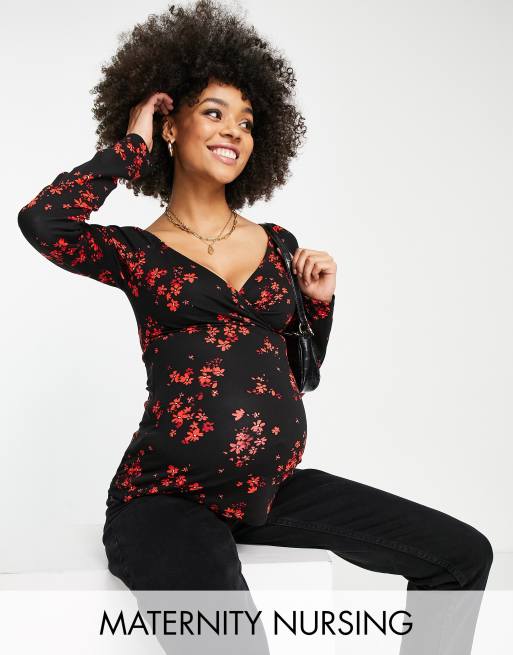 Maternity and nursing long/half sleeve + double layer top