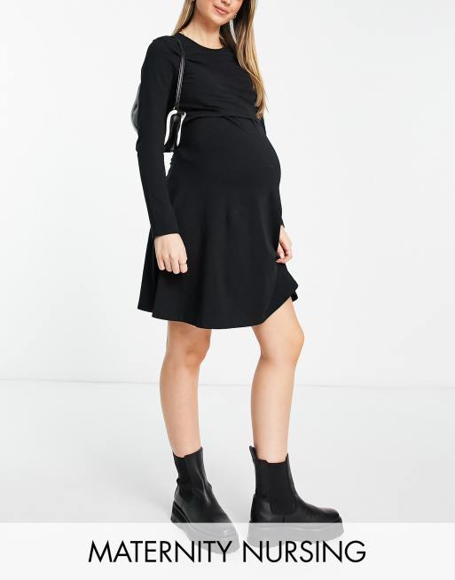 Asos Maternity Nursing Breastfeeding Double Layer Skater Dress