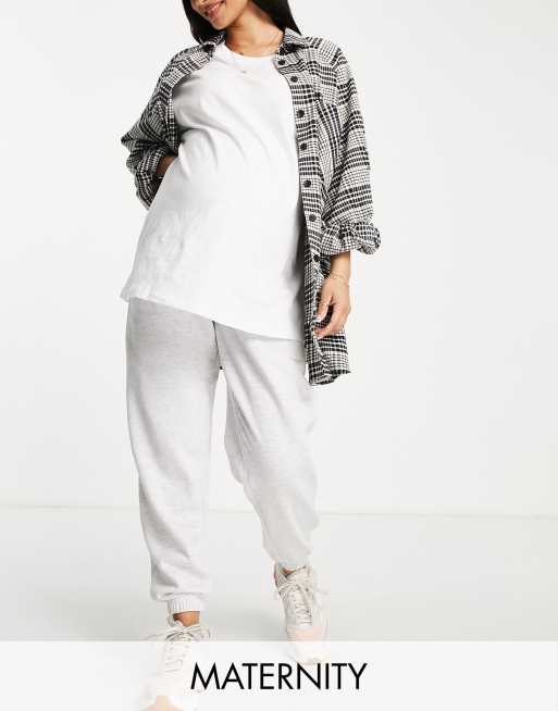 New Look Maternity overbump cuffed jogger in mid grey ASOS