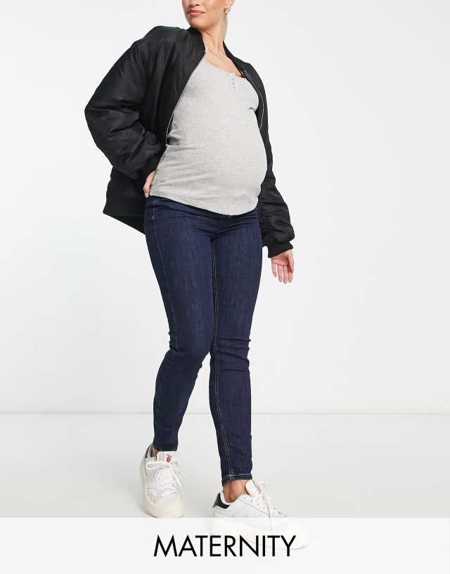 New Look Maternity overbump skinny jeans in indigo