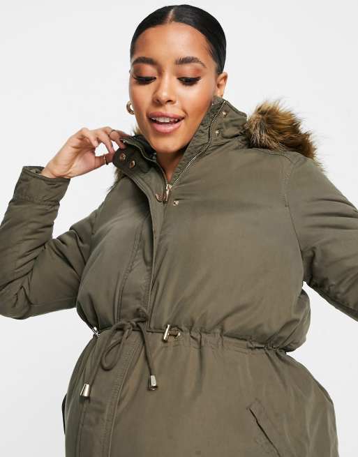 New Look Maternity Parka in kaki ASOS