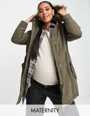 New Look Maternity parka in khaki