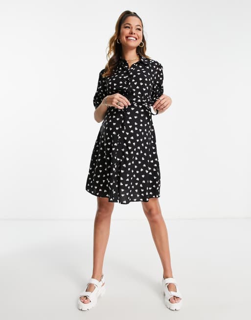 Heart print hotsell shirt dress