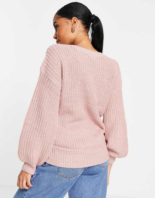New Look Maternity – Pullover in Hellrosa mit voluminösen Ärmeln, 2 von 4