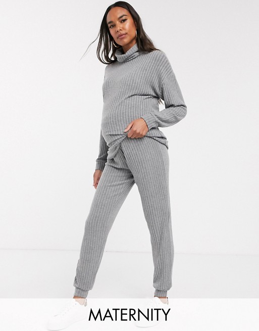 New Look Maternity ribbed trousers co-ord in grey