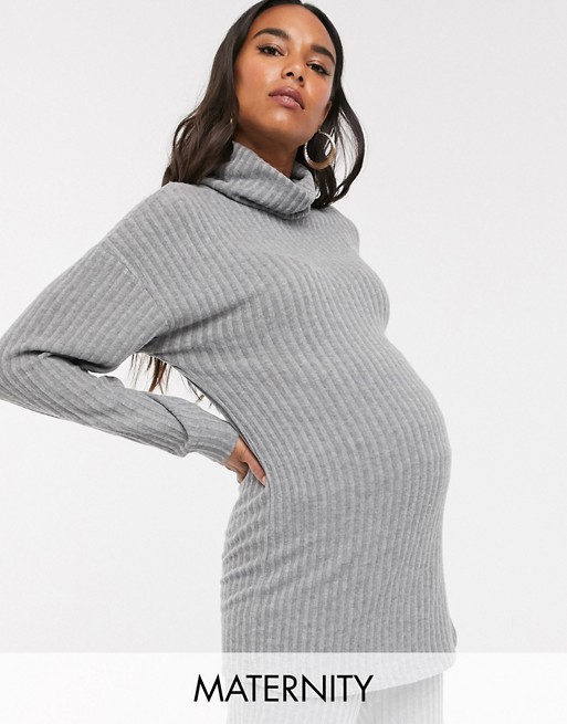 New Look Maternity roll neck tunic co-ord in grey