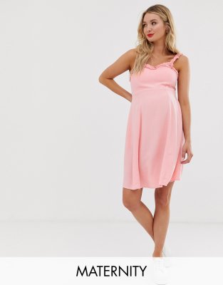 New Look Maternity ruffle edge sundress in pink